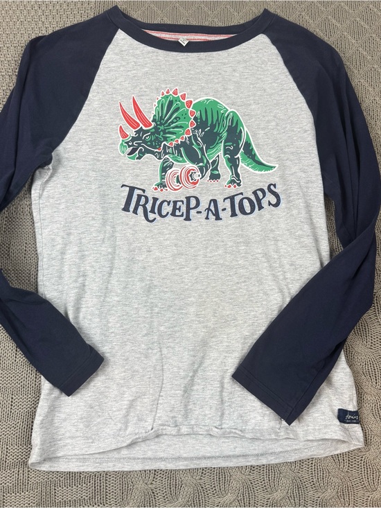 Joules Other - Joules Boys Youth Tricep-A-Tops Dinosaur Graphic Raglan Shirt ~ 11/12